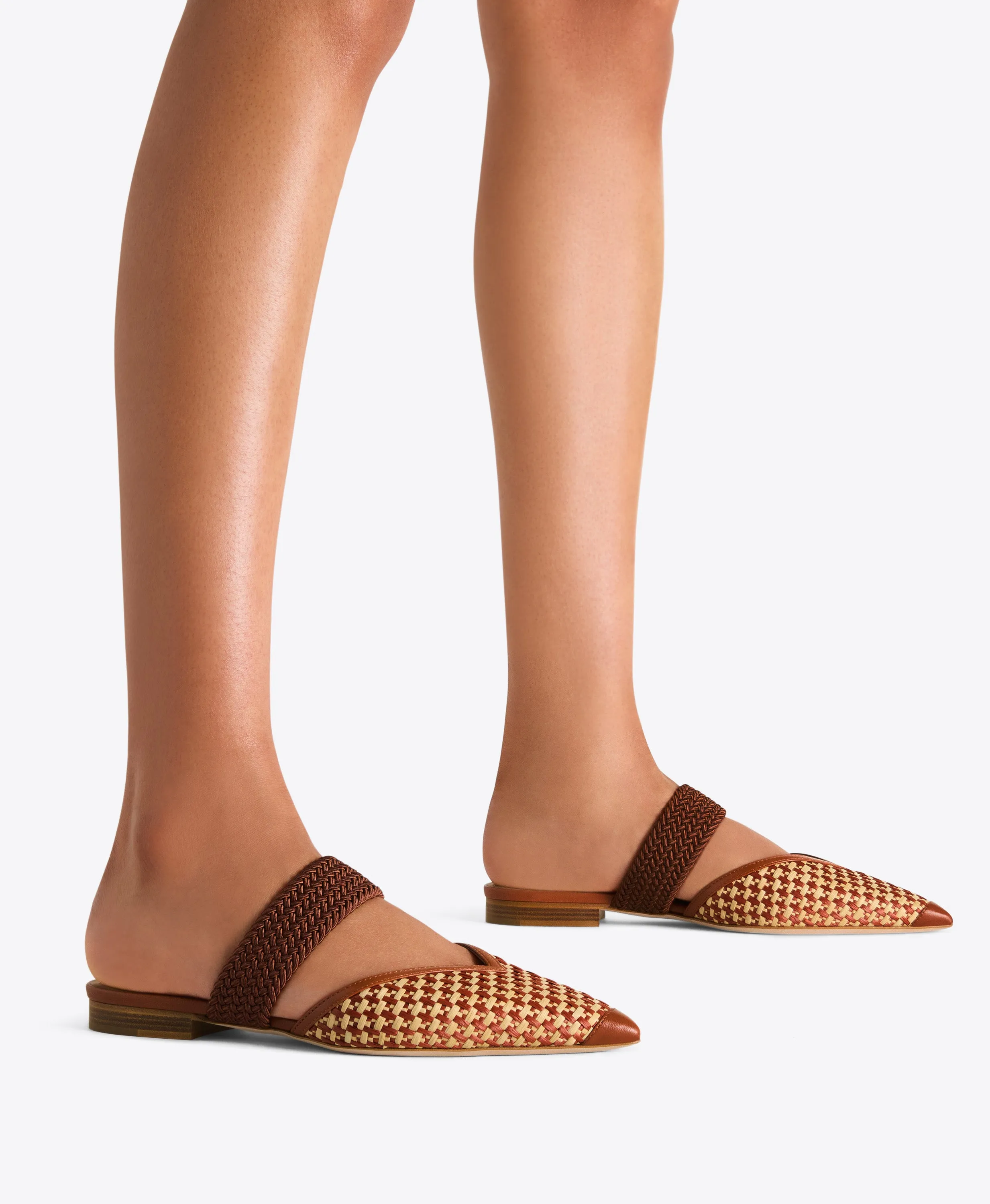 Manu Tan Raffia Flat Mules