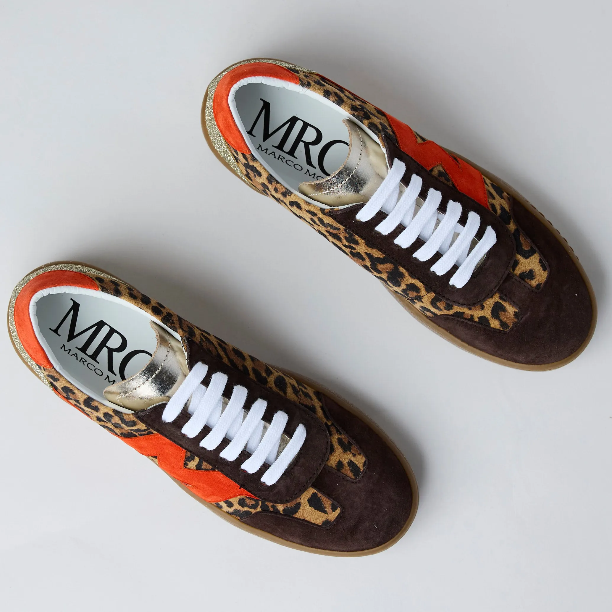Marco Moreo Leopard Print Suede Leather Trainers
