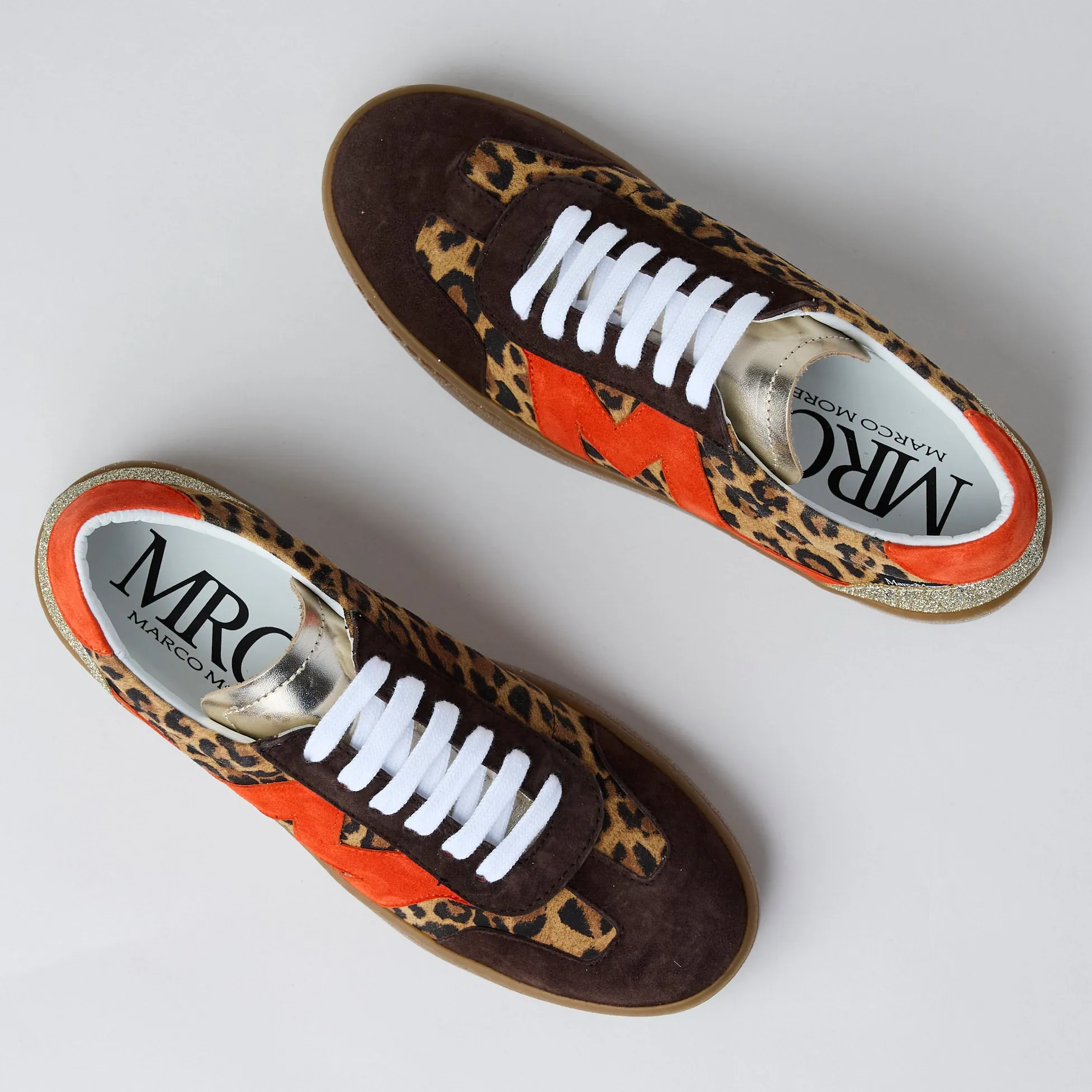 Marco Moreo Leopard Print Suede Leather Trainers