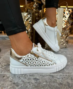 Marco Tozzi (SS25)Trainer with Side Laser Cut Design 2-23701-42 197 - White Comb (MT13)