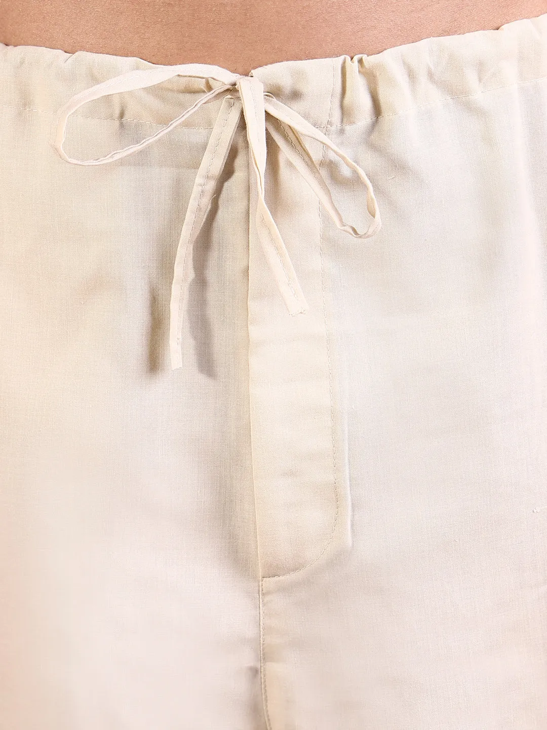 Men Beige Solid Straight Kurta Set