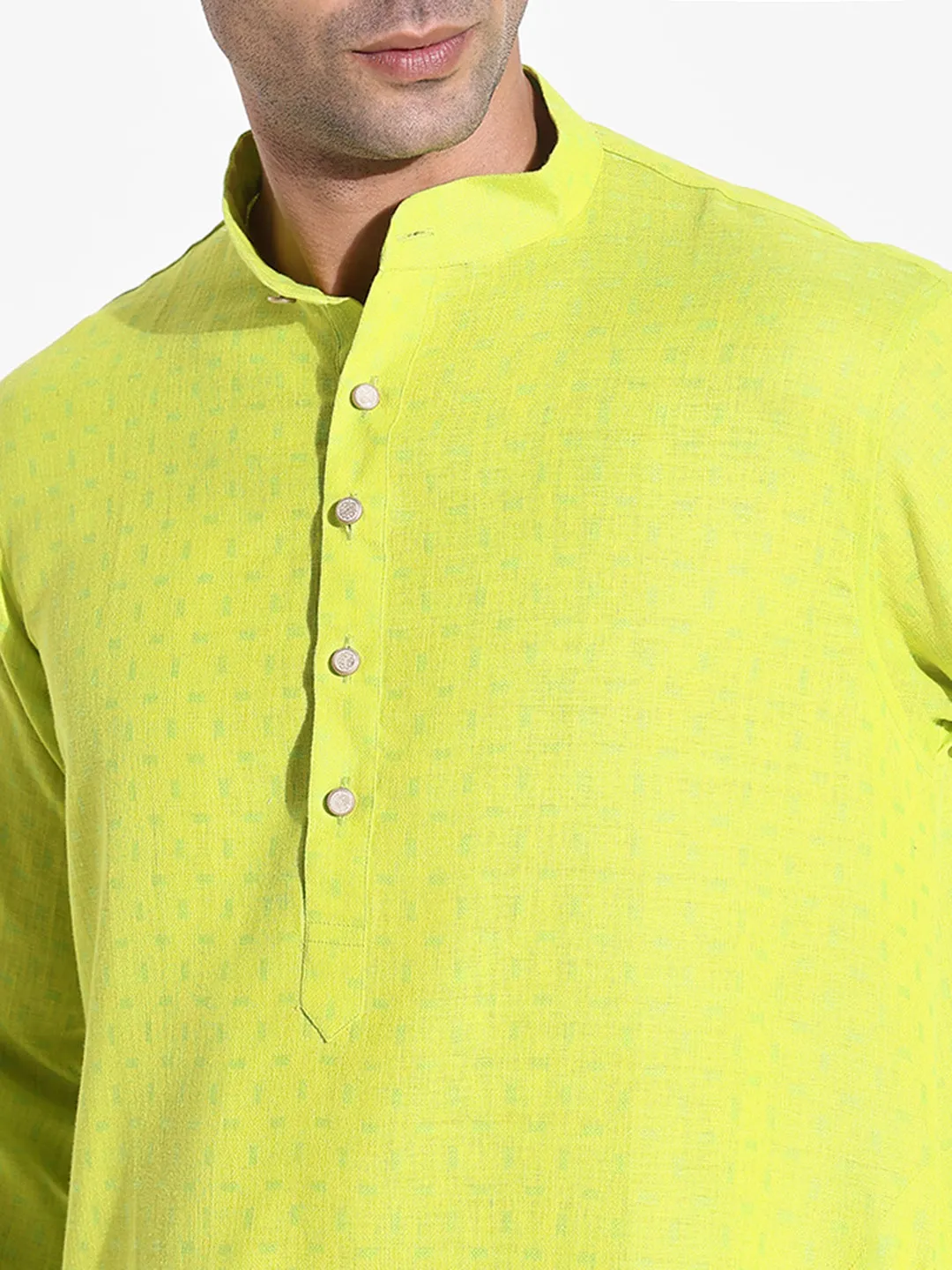 Men Green Mandarin Collar Kurta Set