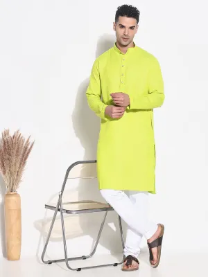 Men Green Mandarin Collar Kurta Set