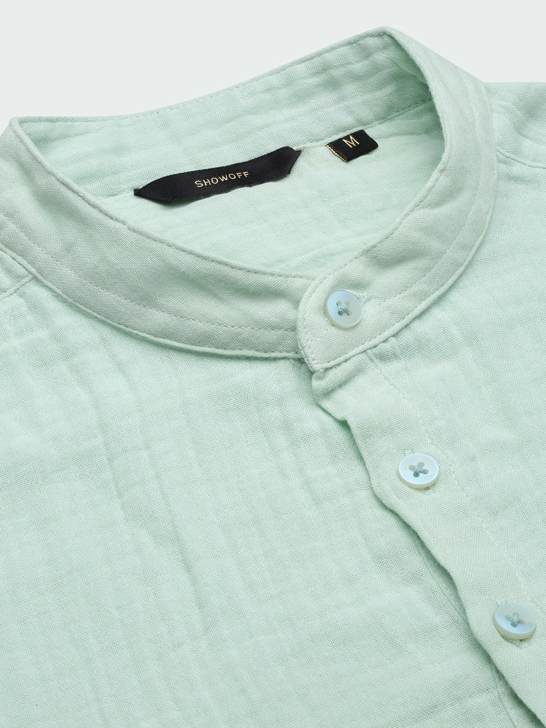 Men Green Solid Cotton Shirt