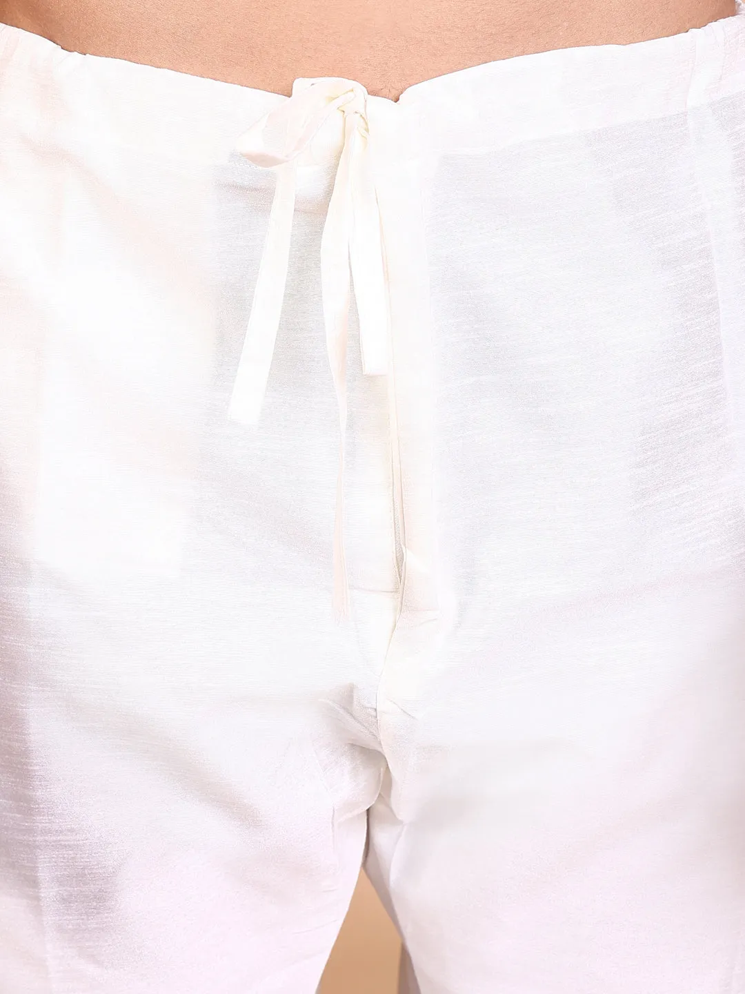 Men Peach Cotton Solid Kurta Set