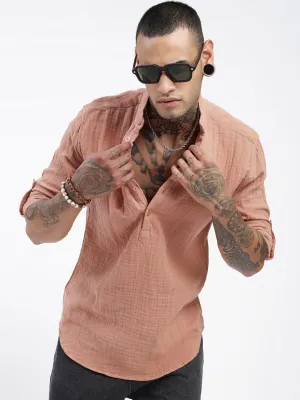 Men Peach Solid Shirt