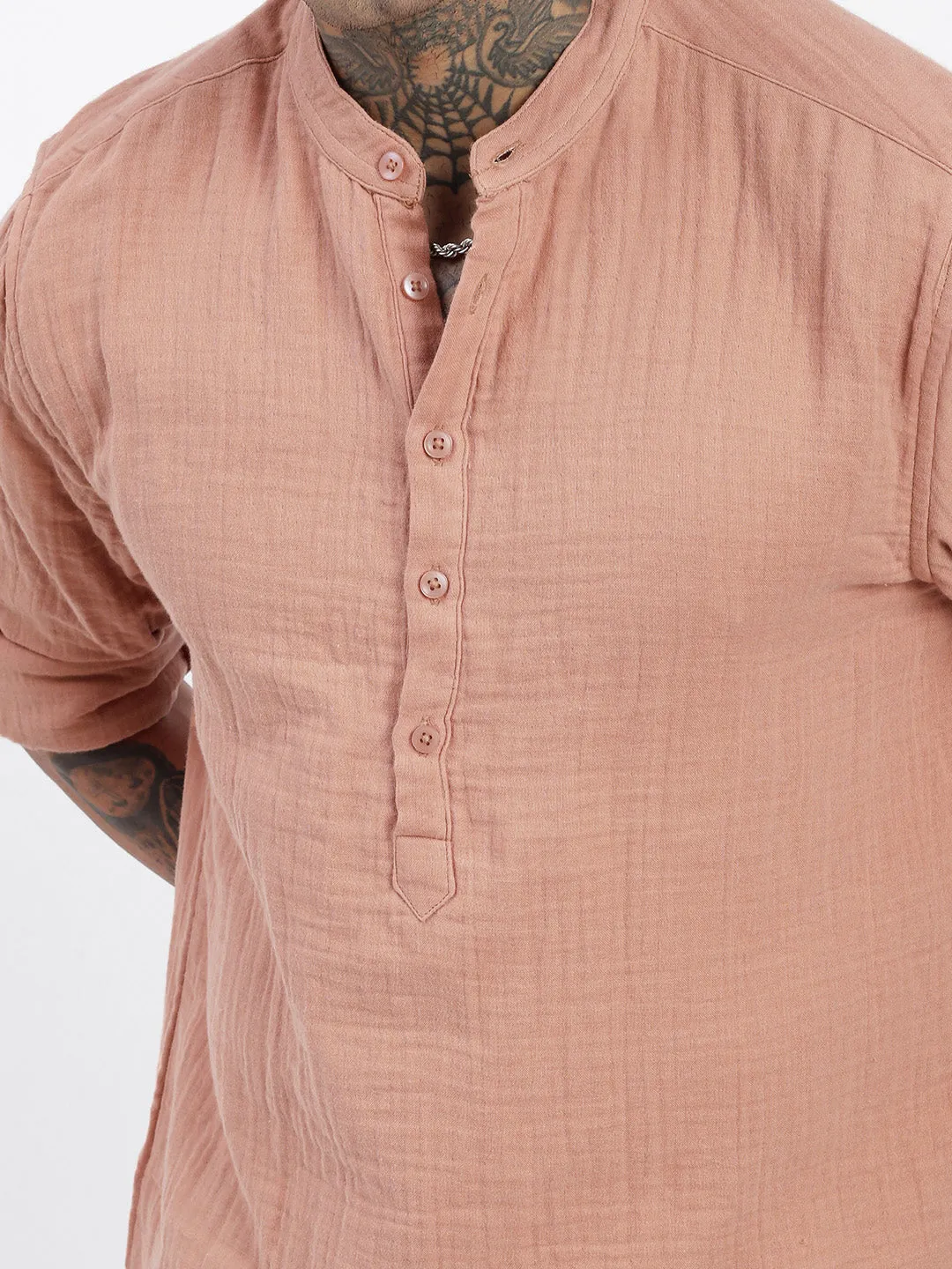 Men Peach Solid Shirt