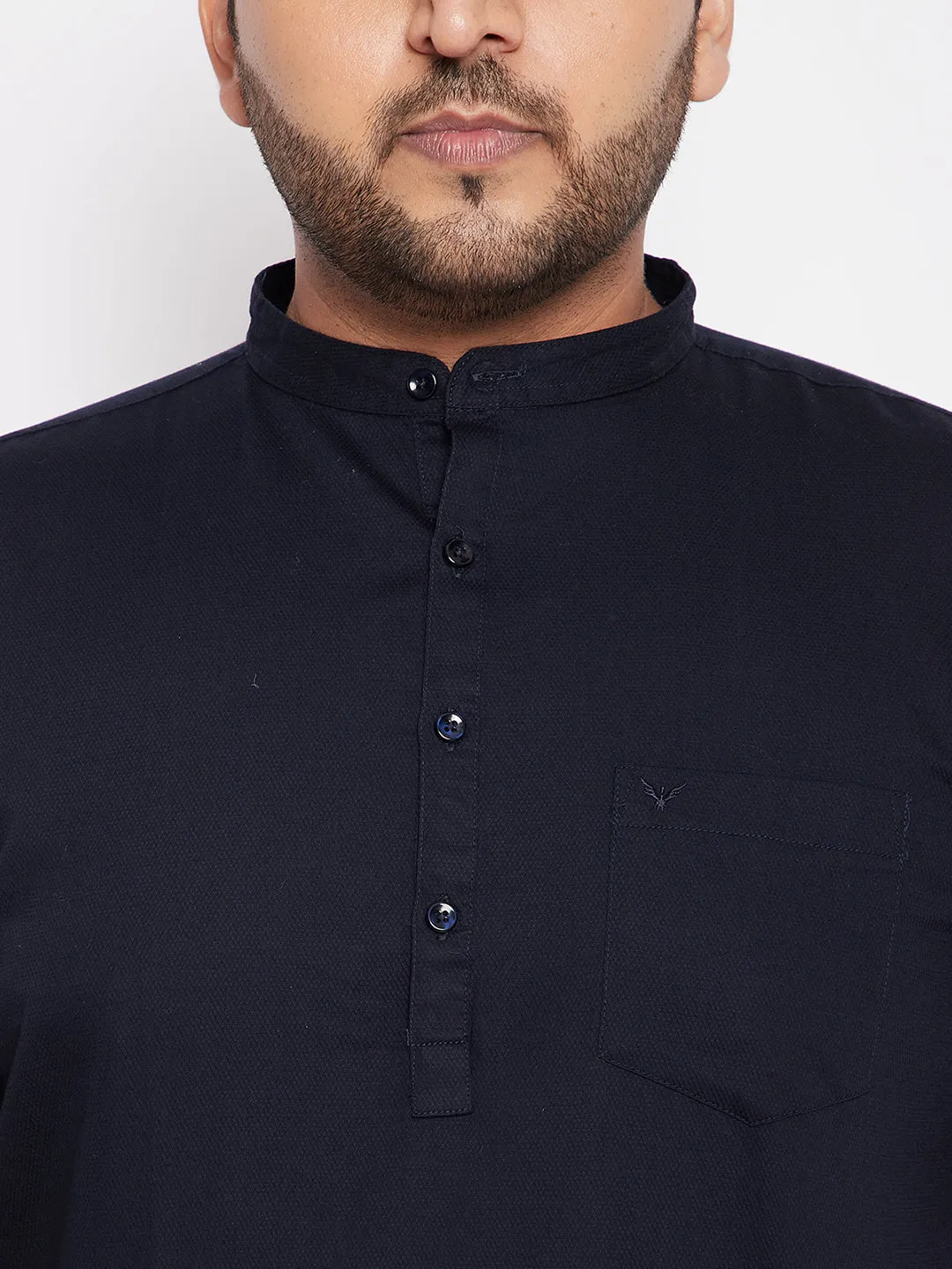 Men Solid Navy Blue Straight Shirt