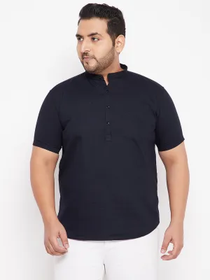 Men Solid Navy Blue Straight Shirt