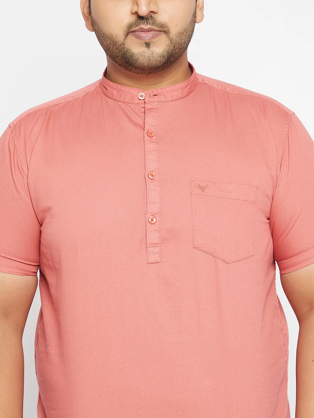 Men Solid Pink Straight Shirt