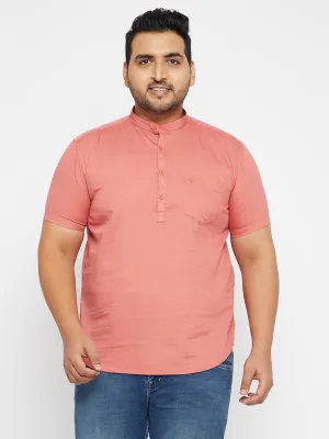 Men Solid Pink Straight Shirt