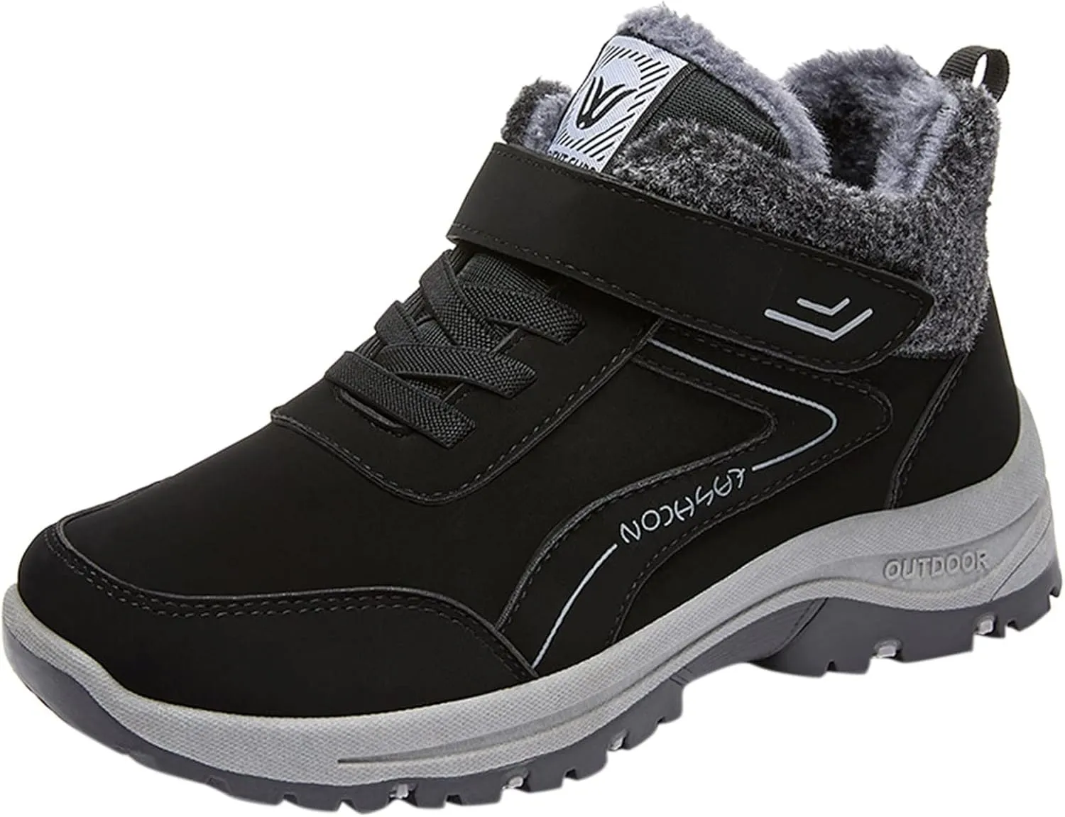 Men Work Boots Soft Toe Hiking Sneakers with Warm Fur Lining Women's Workout Shoes Non-Slip Winter Outdoor Botas Waterproof Non Slip Hike Grounded Footwear