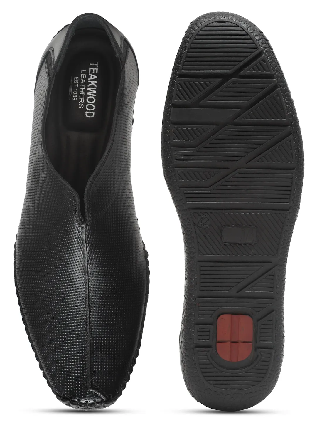 Men's Black Texture Leather Flexi 360 Moccasins