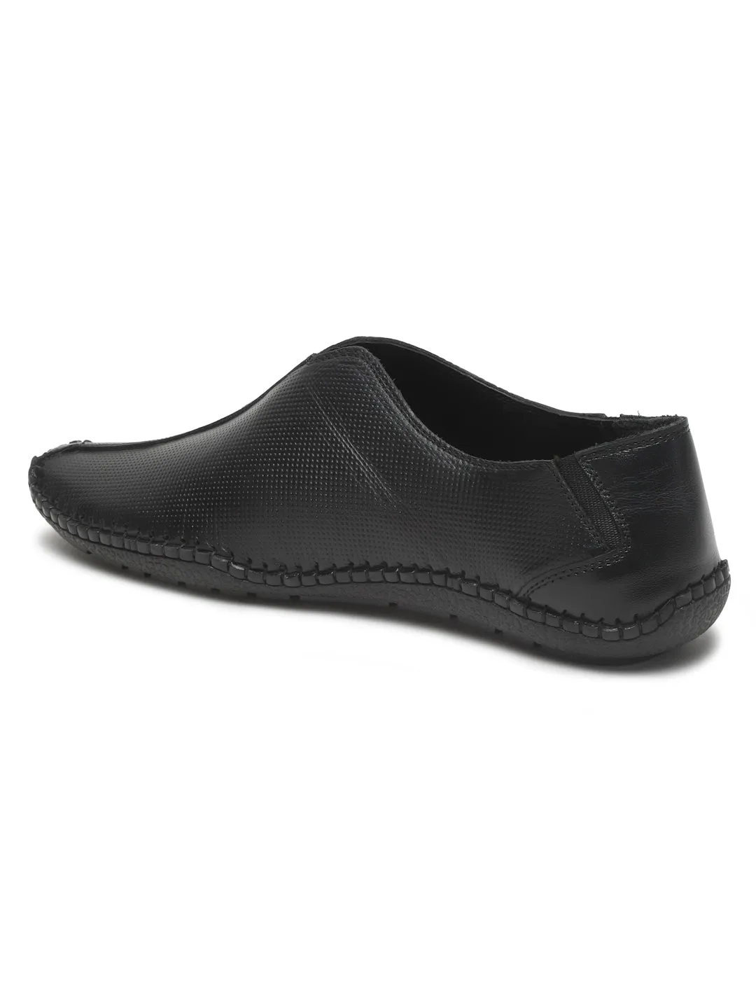 Men's Black Texture Leather Flexi 360 Moccasins