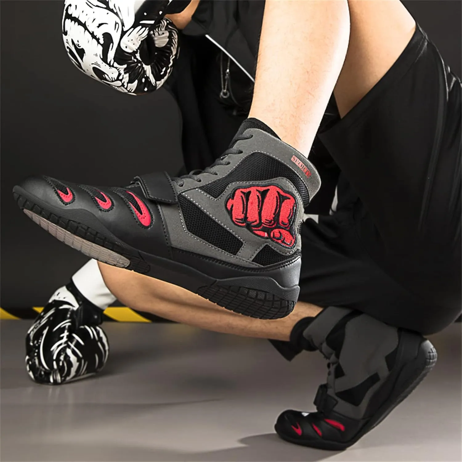 Men's Boxing Shoes, Squat Sneakers Casual Boxing Workout Shoes for Men Non-Slip Wrestling Weightlifting Shoes