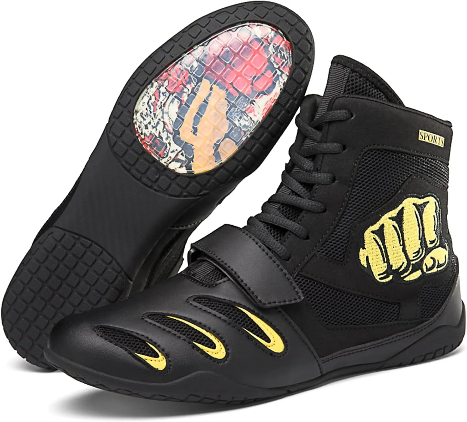 Men's Boxing Shoes, Squat Sneakers Casual Boxing Workout Shoes for Men Non-Slip Wrestling Weightlifting Shoes