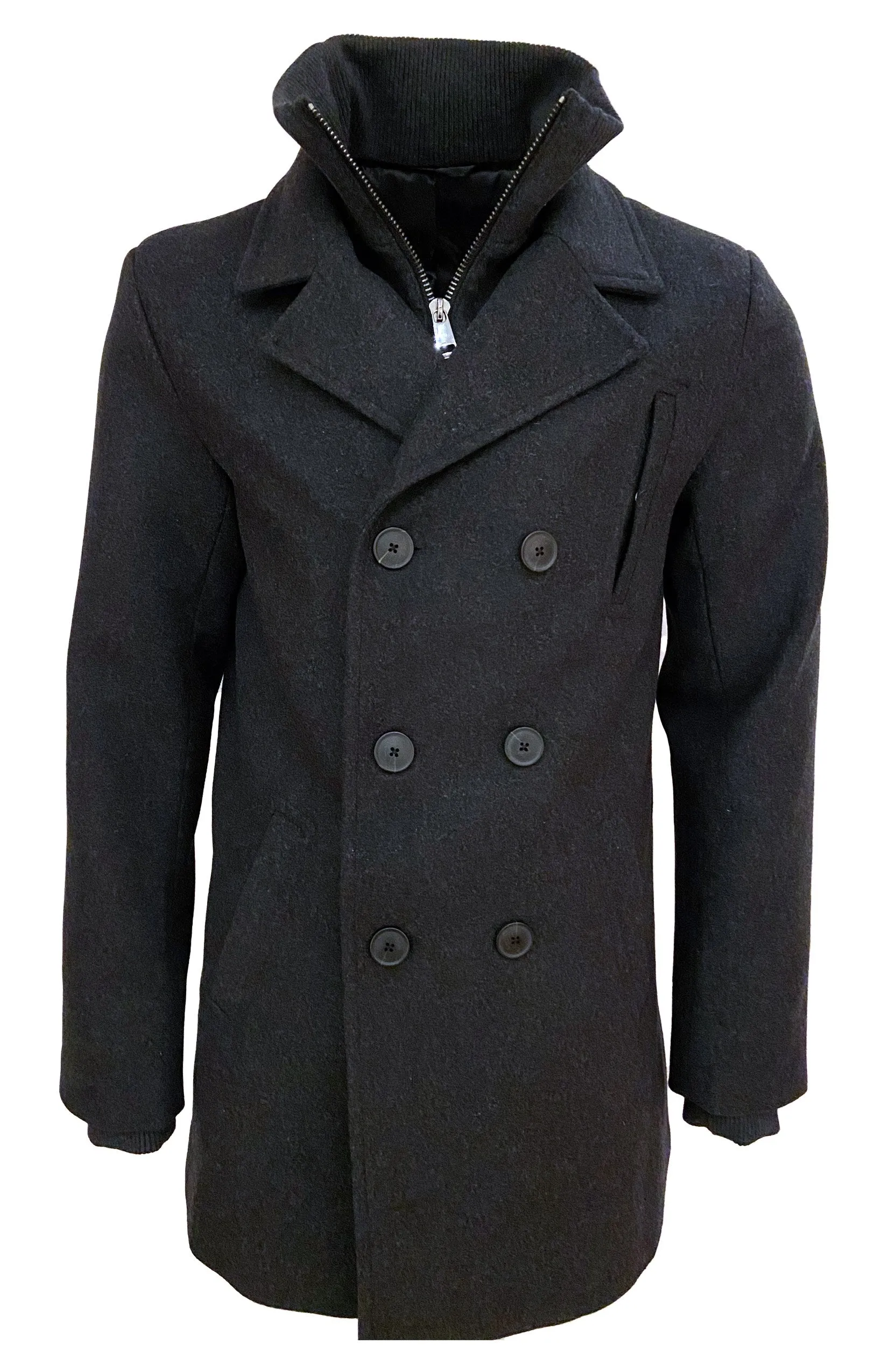 Mens Cashmere Blend Double Breasted coat Button Coat
