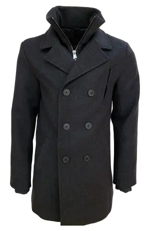 Mens Cashmere Blend Double Breasted coat Button Coat
