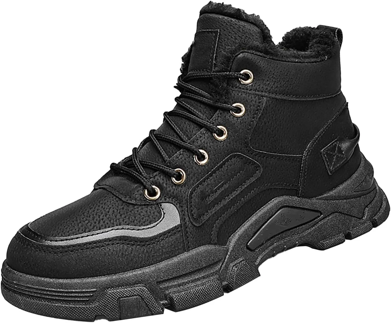 Men's Work Boots Wide Width Hiking Sneakers Warm Fur Lined Women's Workout Shoes Slip Resistant Wide Outdoor Shoes Slip on Loafers Hike Grounded Footwear