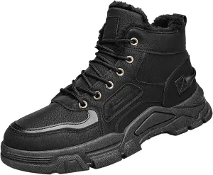 Men's Work Boots Wide Width Hiking Sneakers Warm Fur Lined Women's Workout Shoes Slip Resistant Wide Outdoor Shoes Slip on Loafers Hike Grounded Footwear