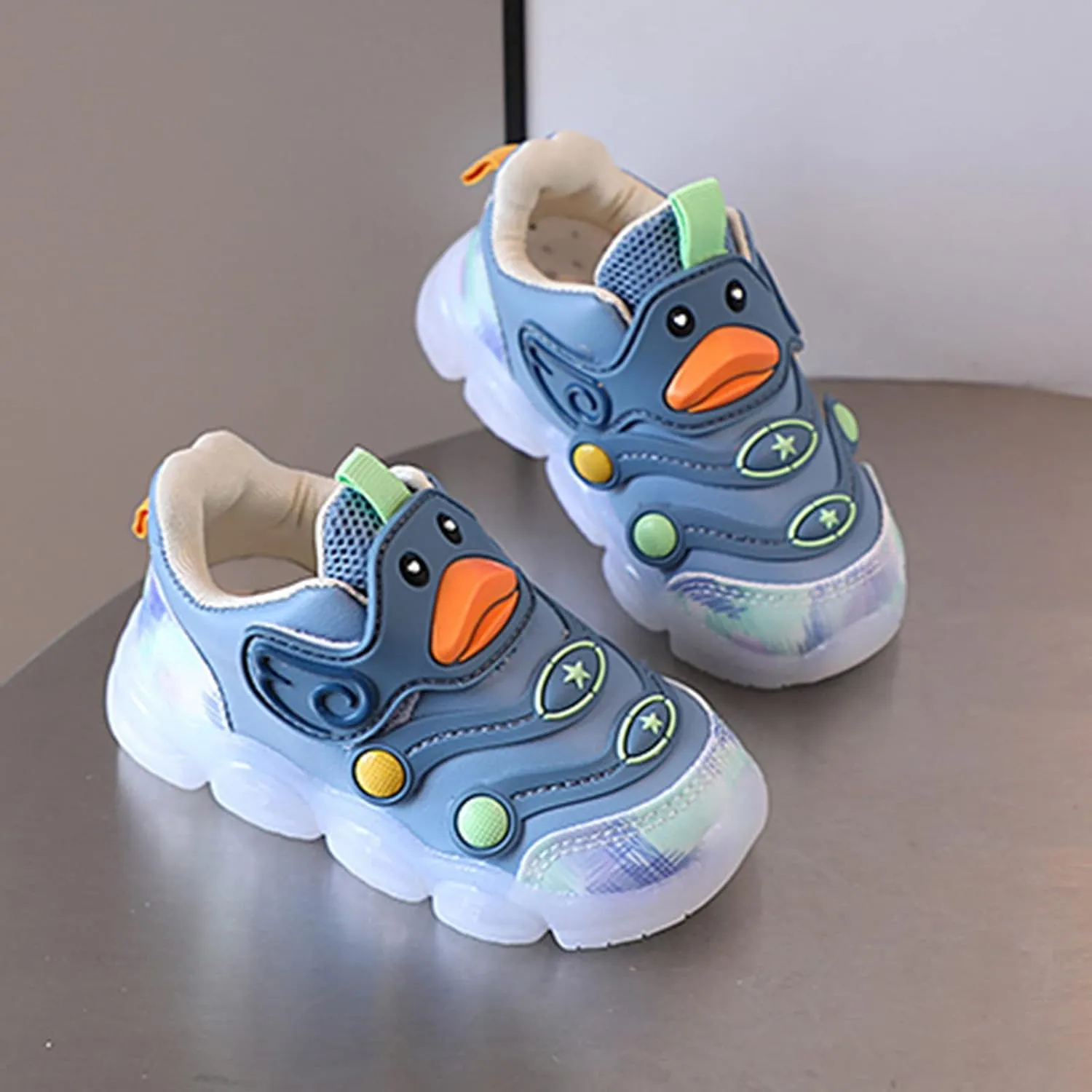 Mesh Cute Pattern Light Up Sneaker for Toddler Baby Girls Breathable Cozy Led Sport Shoes Infant First Walking Shoes