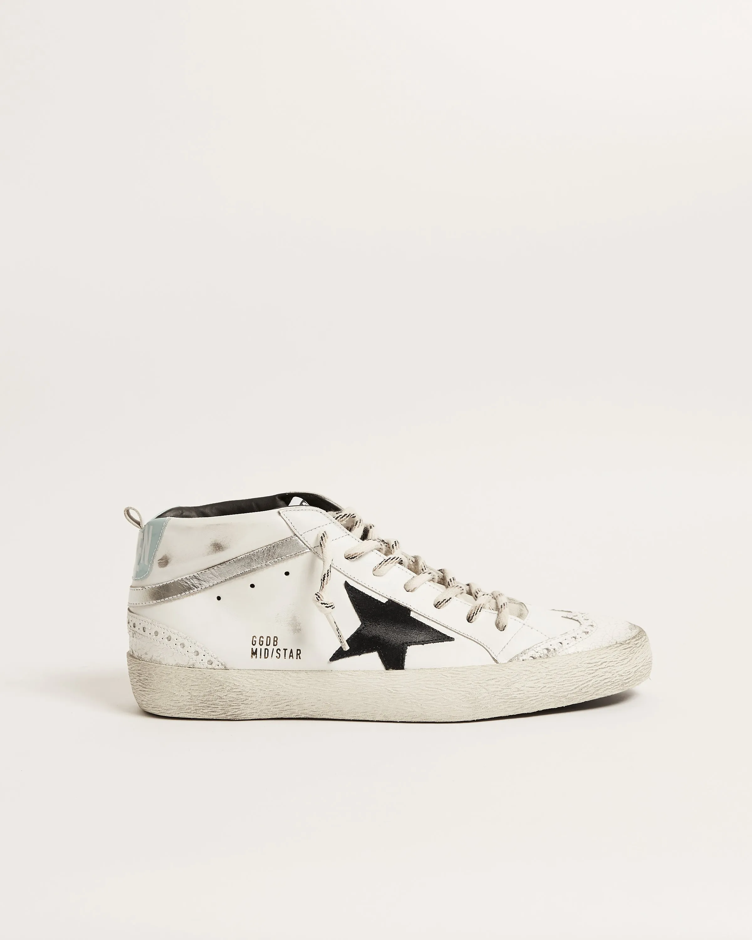 Mid Star in Cracked Leather Toe w/ Suede Black Star and Patent Blue Heel