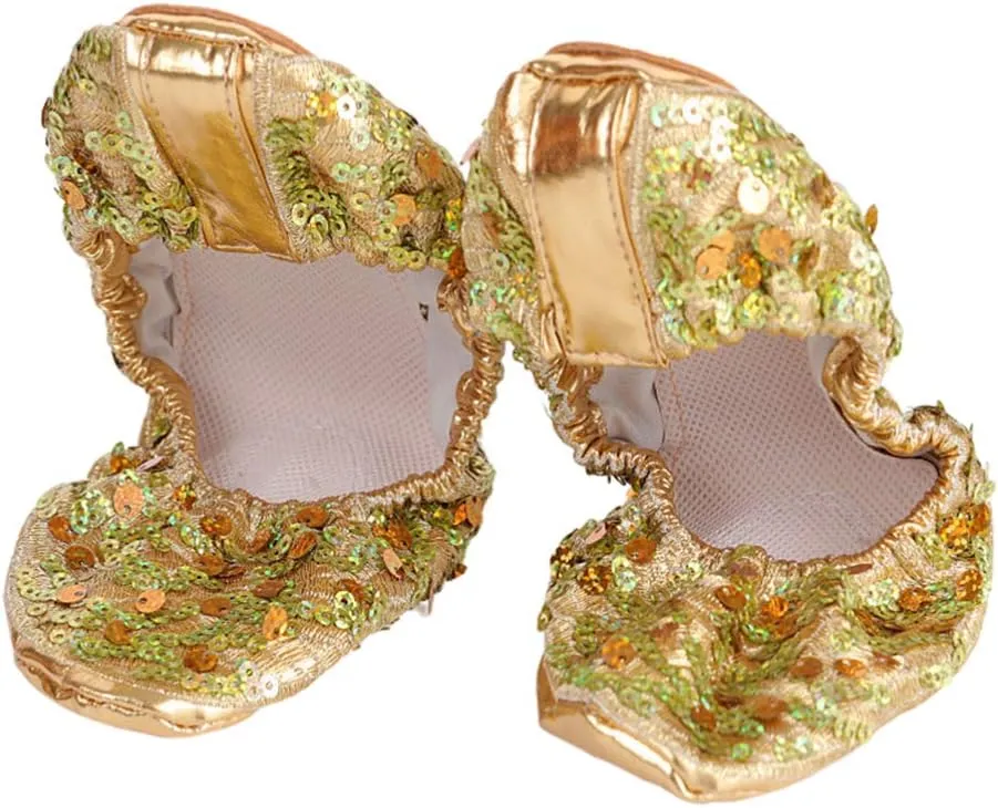Milisten 1 Pair Womens Ballerina Bling Metallic Shine Women Slippers Glitter Ballerina Flat Shoes Size XL 40-41