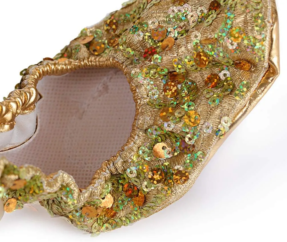 Milisten 1 Pair Womens Ballerina Bling Metallic Shine Women Slippers Glitter Ballerina Flat Shoes Size XL 40-41