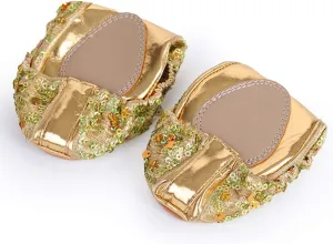 Milisten 1 Pair Womens Ballerina Bling Metallic Shine Women Slippers Glitter Ballerina Flat Shoes Size XL 40-41