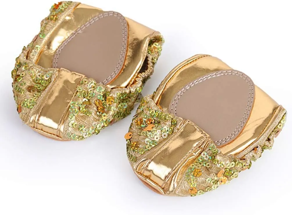 Milisten 1 Pair Womens Ballerina Bling Metallic Shine Women Slippers Glitter Ballerina Flat Shoes Size XL 40-41