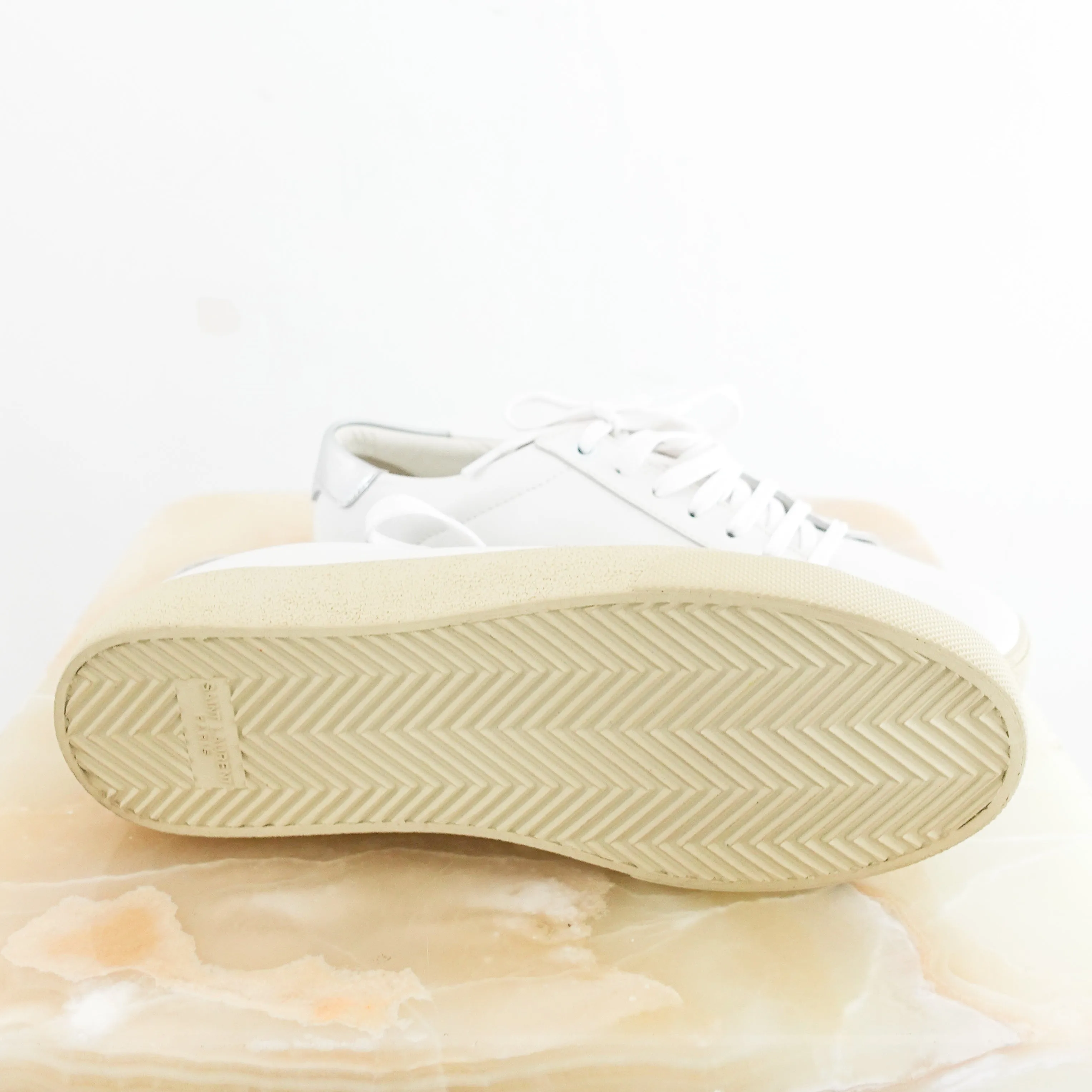 New white sneakers with silver details RRP £595
