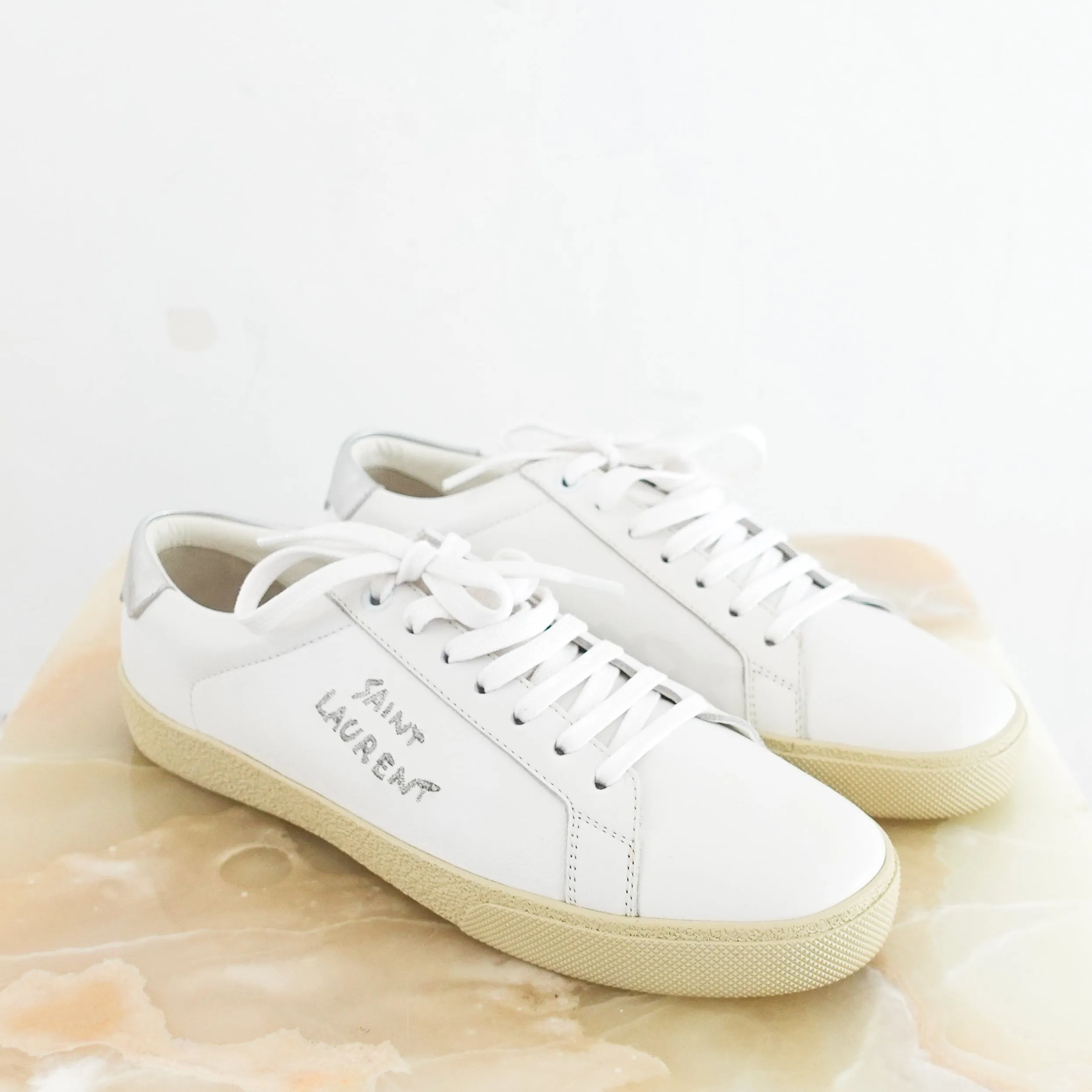 New white sneakers with silver details RRP £595