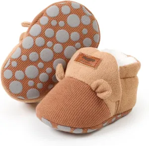 Ohwawadi Infant Baby Boys Girls Slippers Cozy Fleece Booties Soft Bottom Warm Cartoon Socks Newborn Crib Shoes