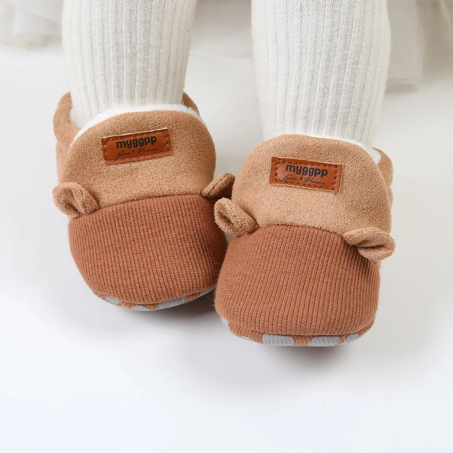 Ohwawadi Infant Baby Boys Girls Slippers Cozy Fleece Booties Soft Bottom Warm Cartoon Socks Newborn Crib Shoes