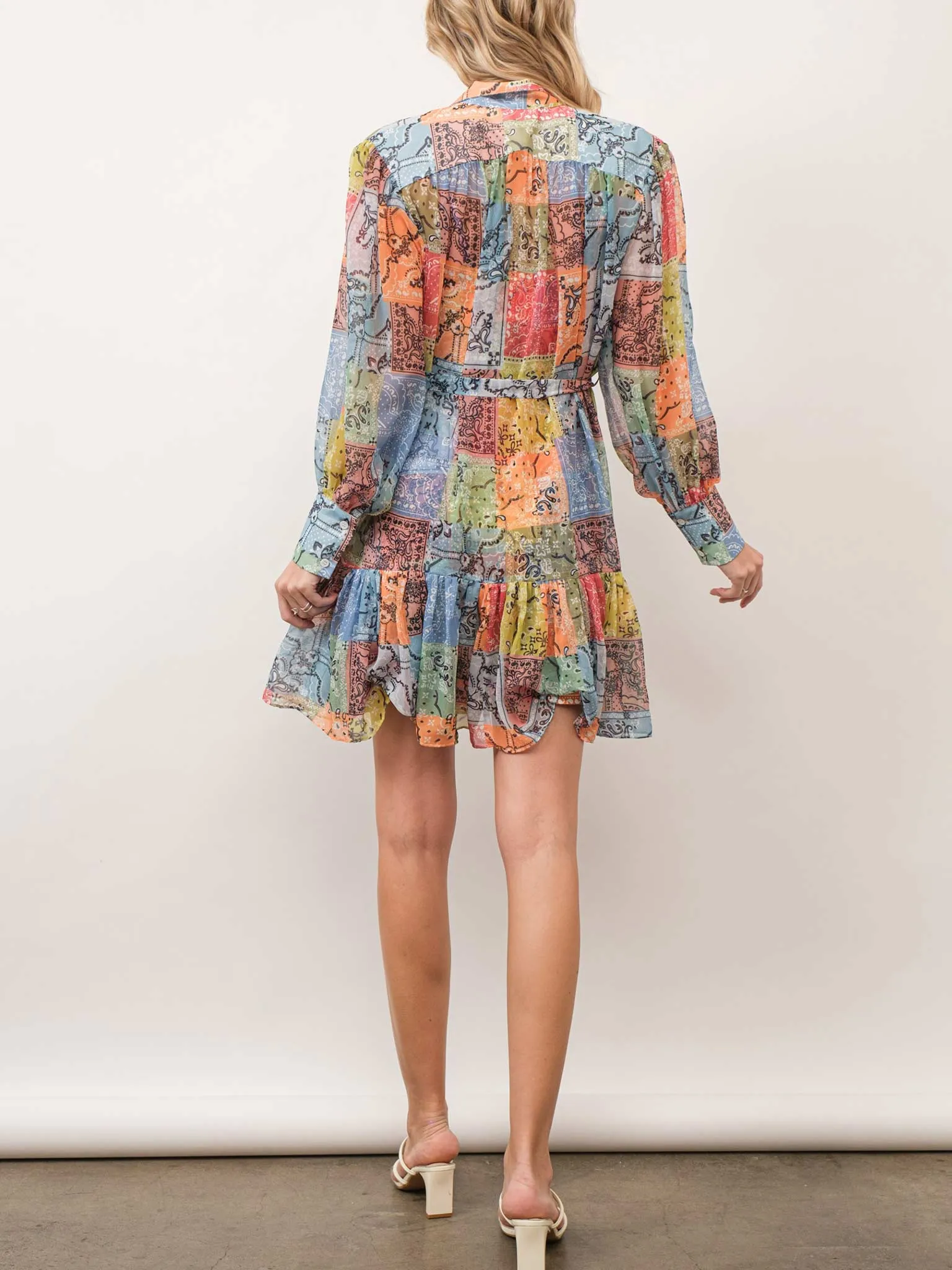 Patchwork Print Shirt Dress