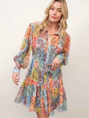 Patchwork Print Shirt Dress