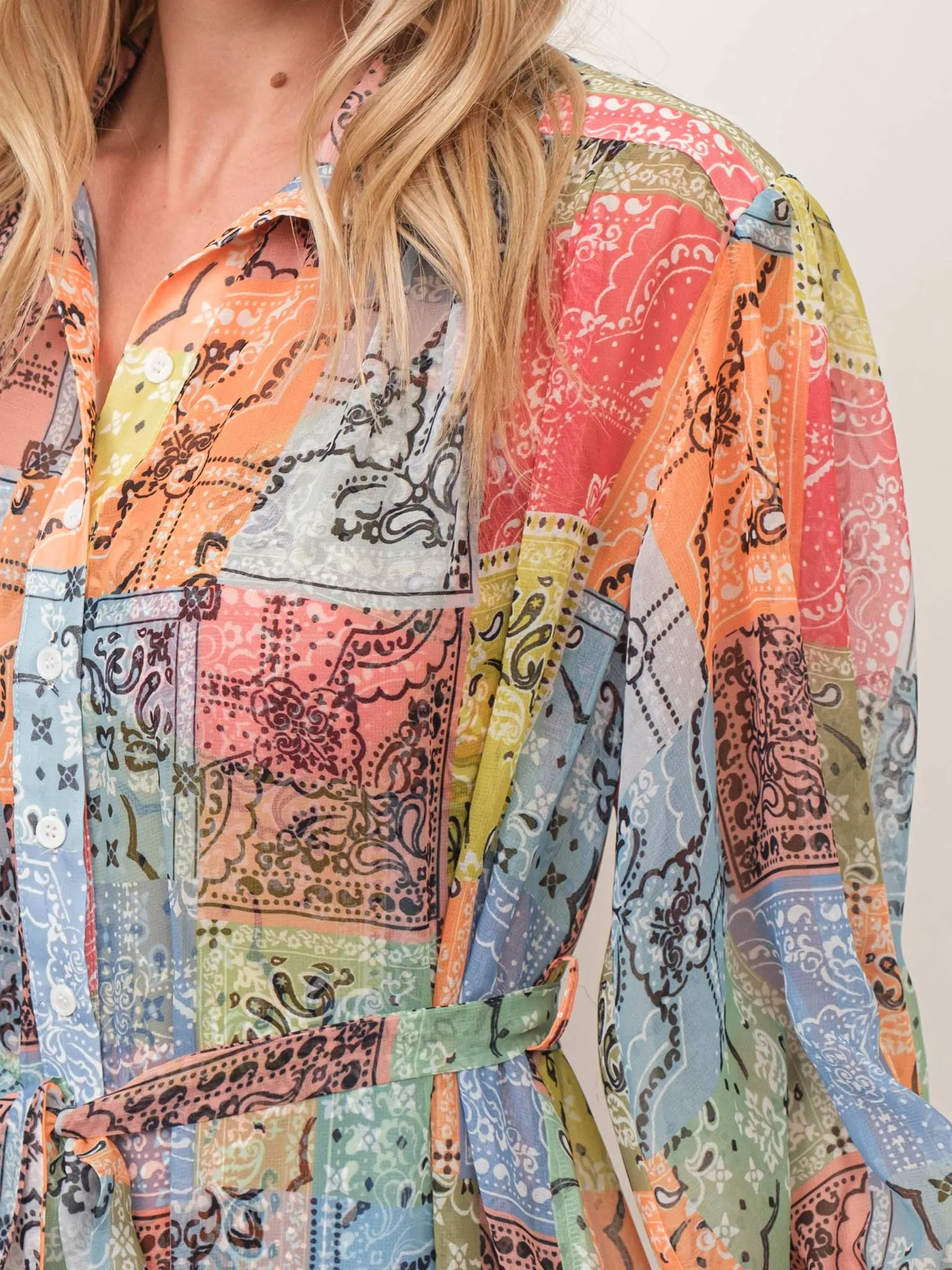 Patchwork Print Shirt Dress