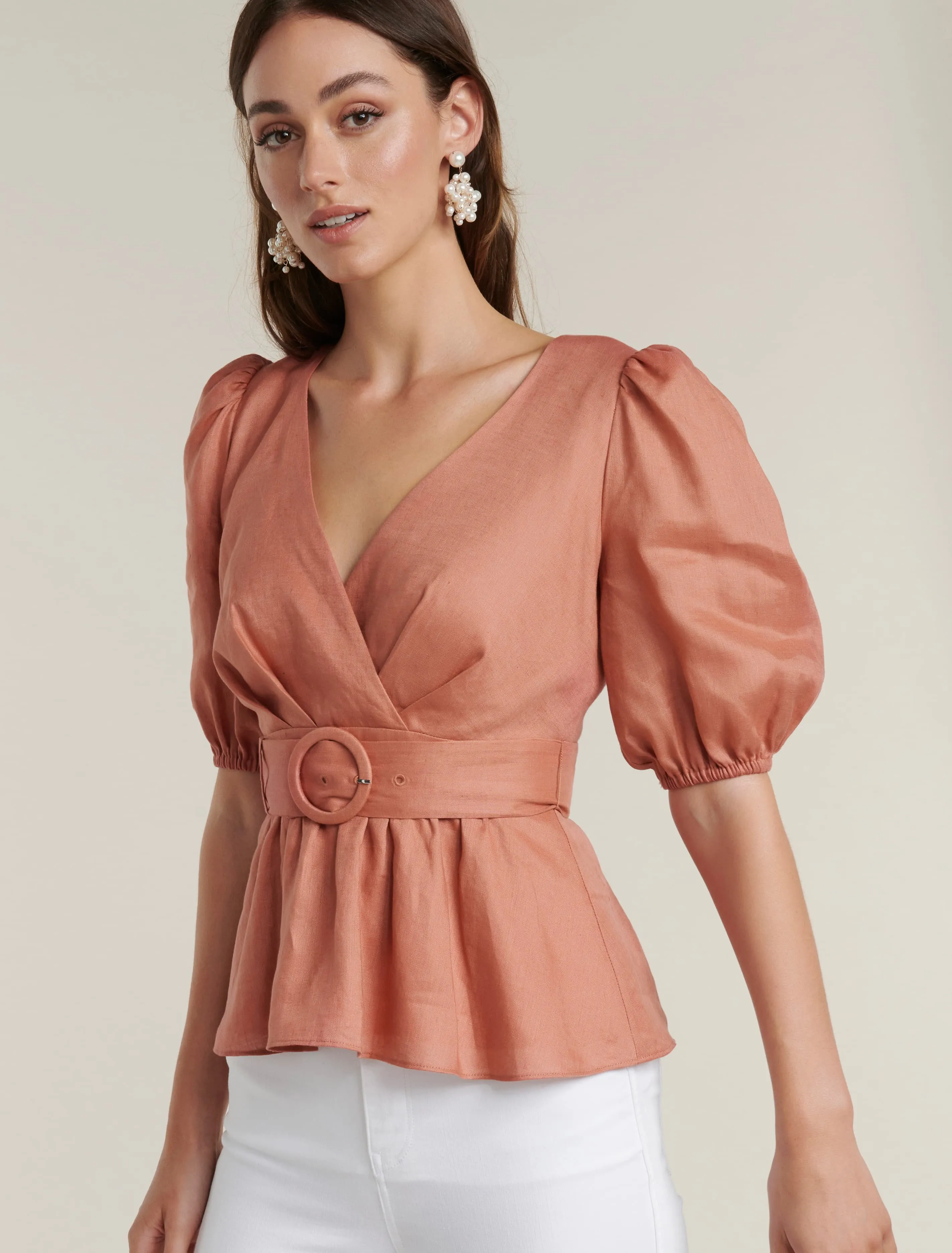 Pauline Puff Sleeve Wrap Top