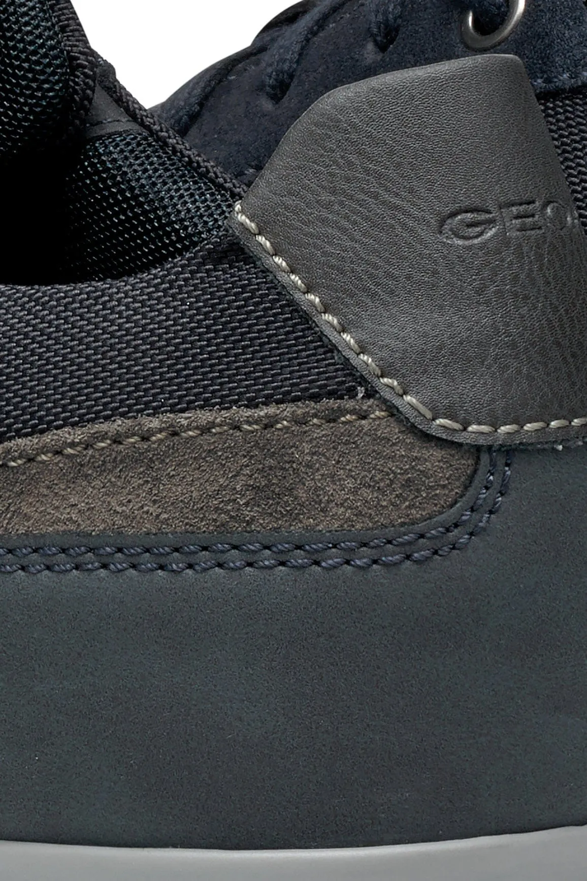 Renan B Suede and Waxed Leather Trainers - Navy/Grey
