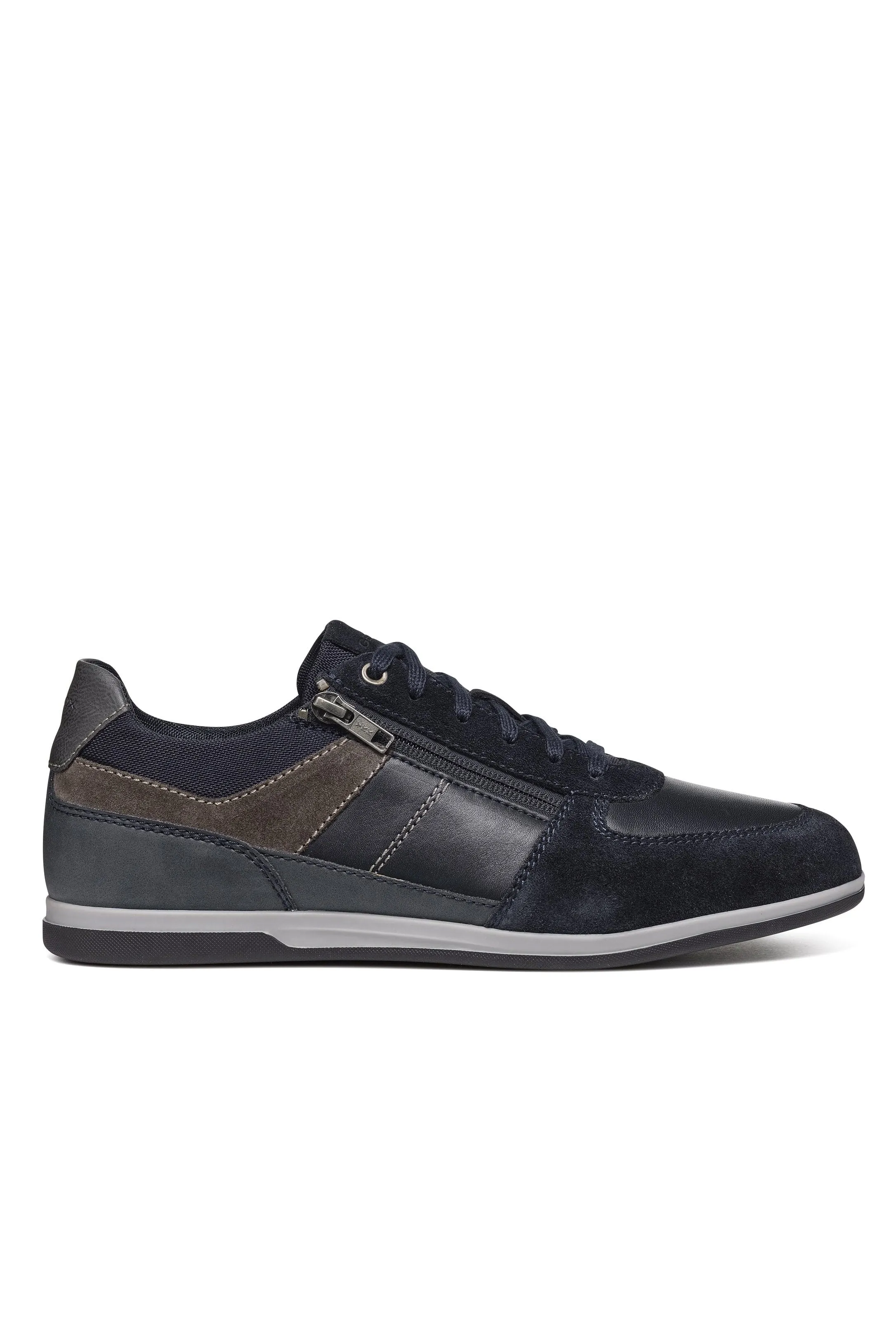 Renan B Suede and Waxed Leather Trainers - Navy/Grey