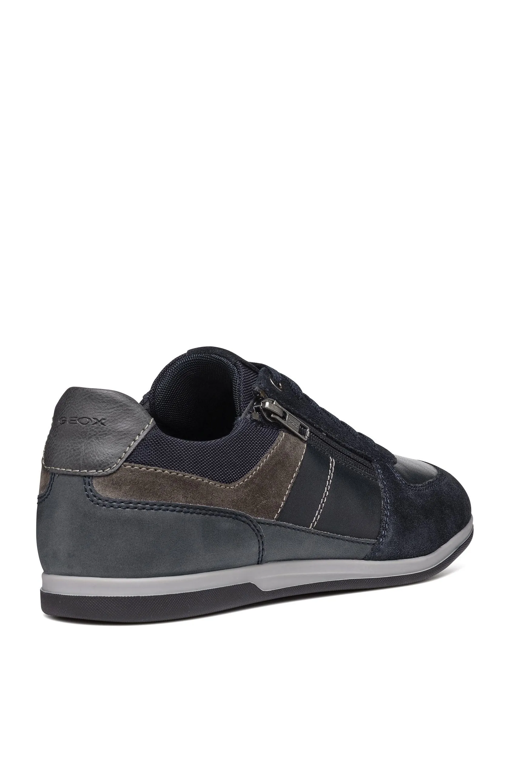 Renan B Suede and Waxed Leather Trainers - Navy/Grey