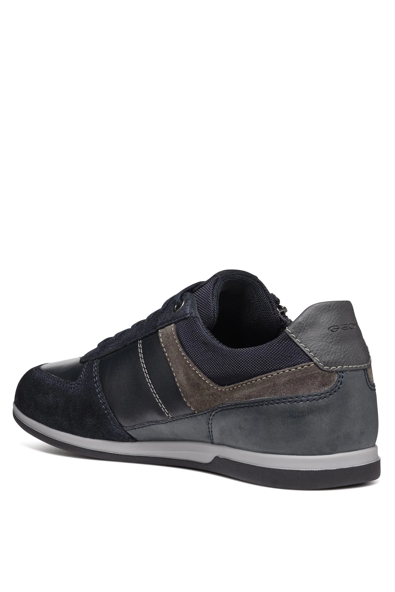 Renan B Suede and Waxed Leather Trainers - Navy/Grey