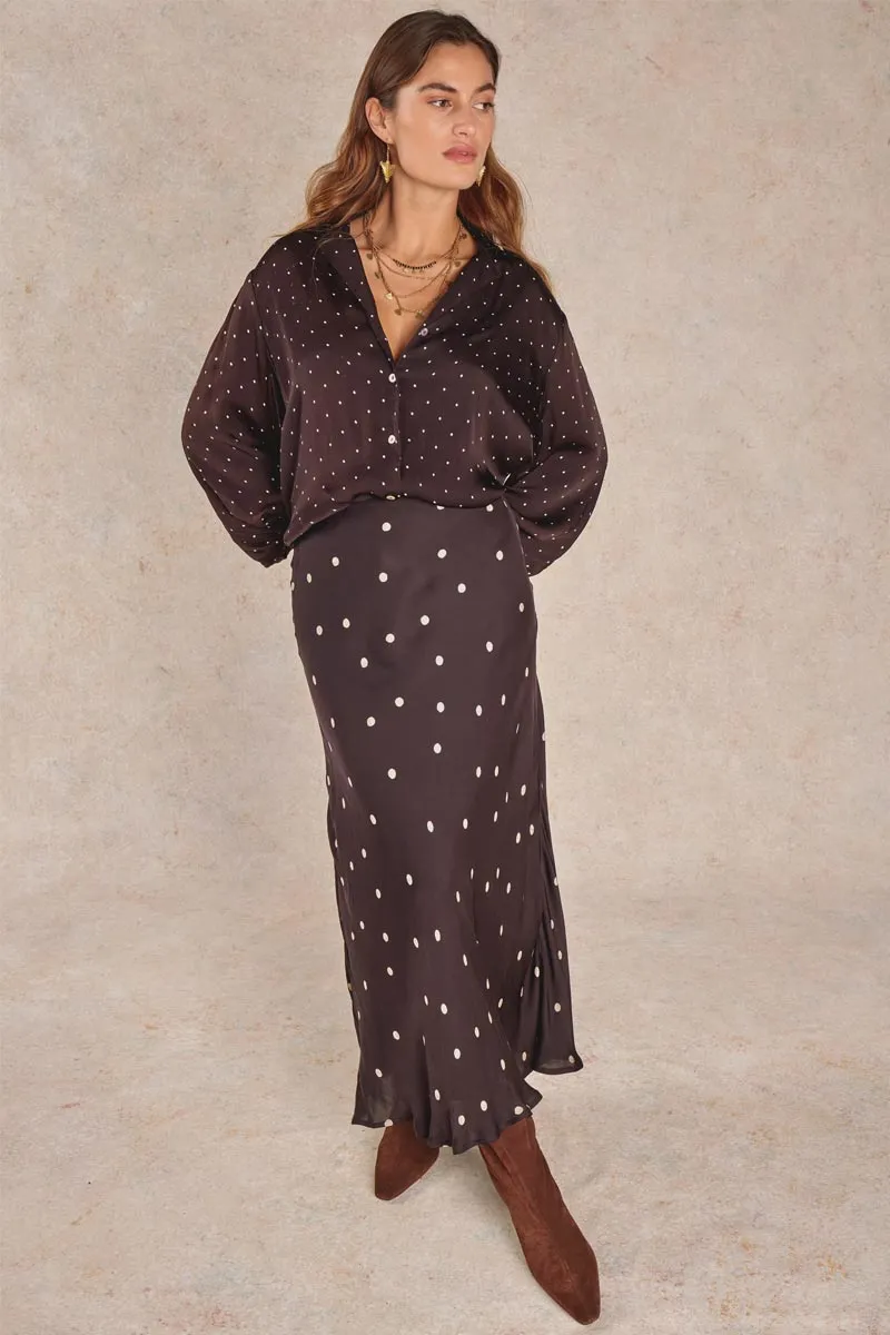 Riley Mocha Satin Shirt