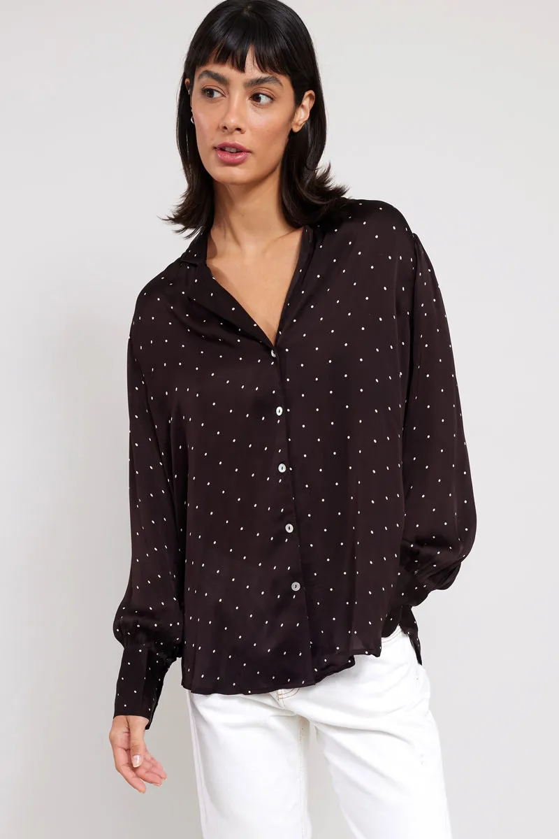 Riley Mocha Satin Shirt