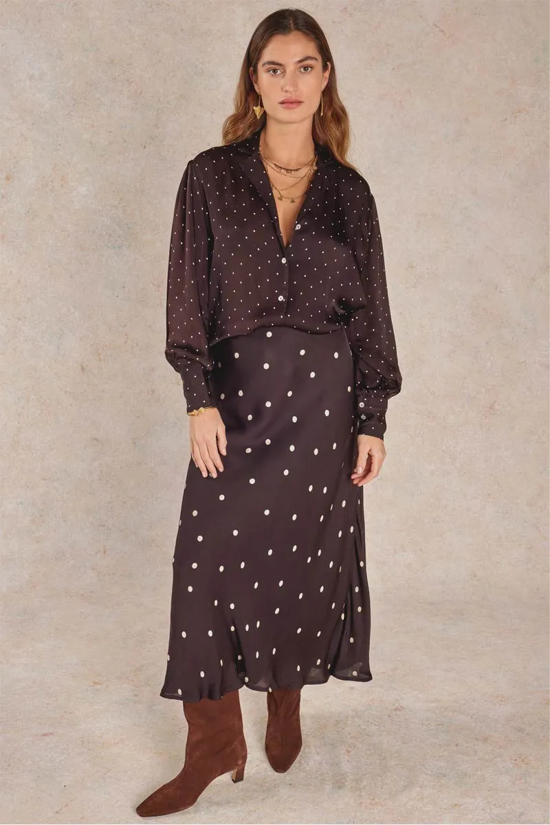 Riley Mocha Satin Shirt