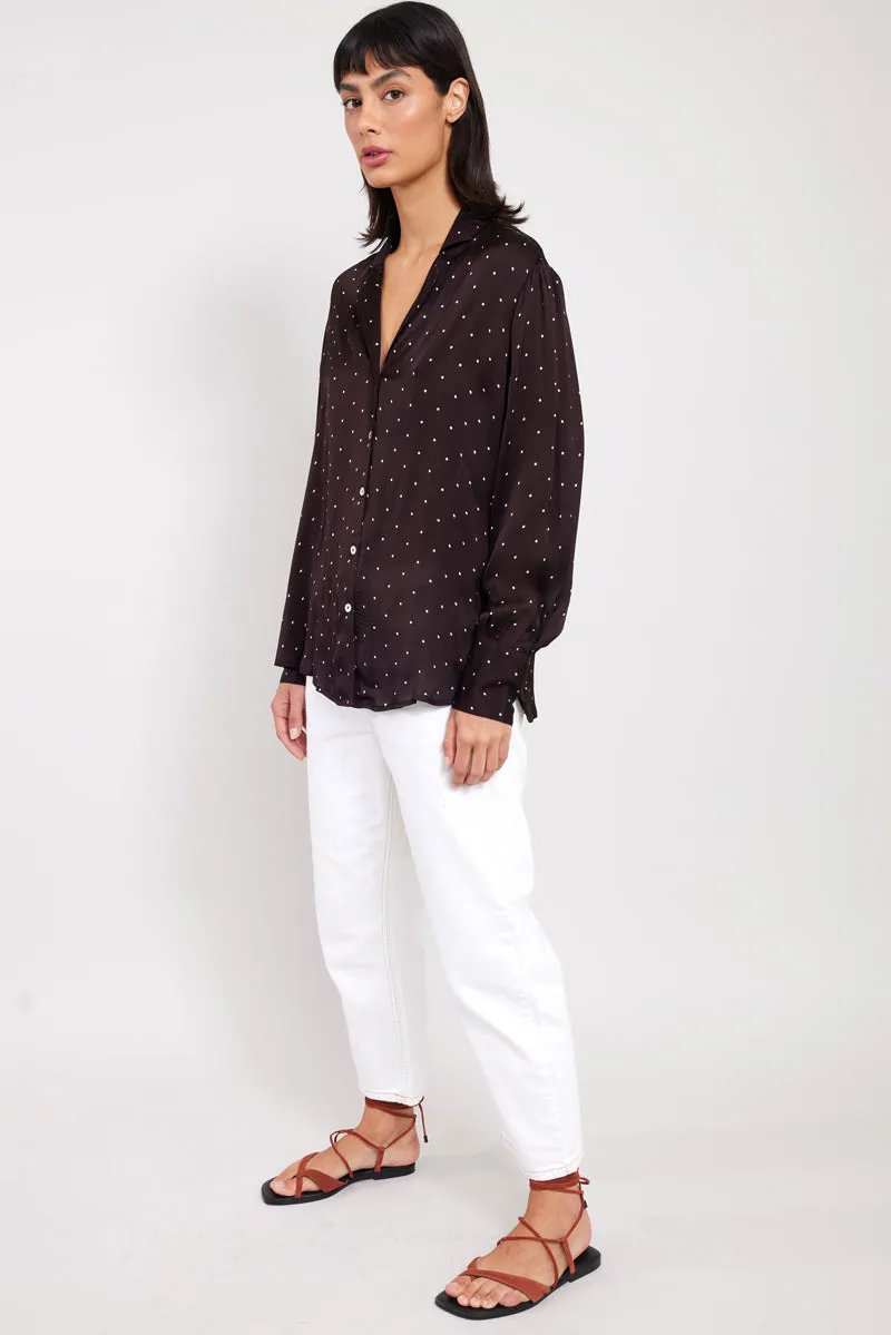 Riley Mocha Satin Shirt