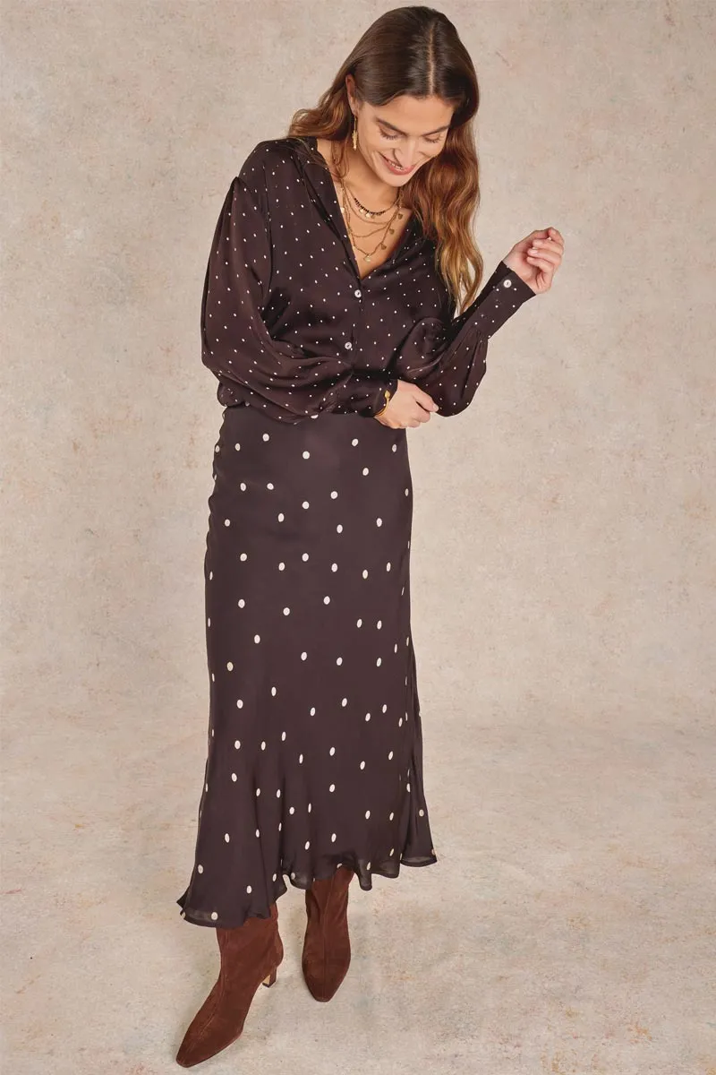 Riley Mocha Satin Shirt