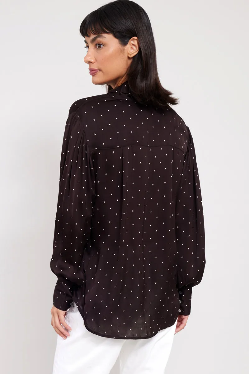 Riley Mocha Satin Shirt