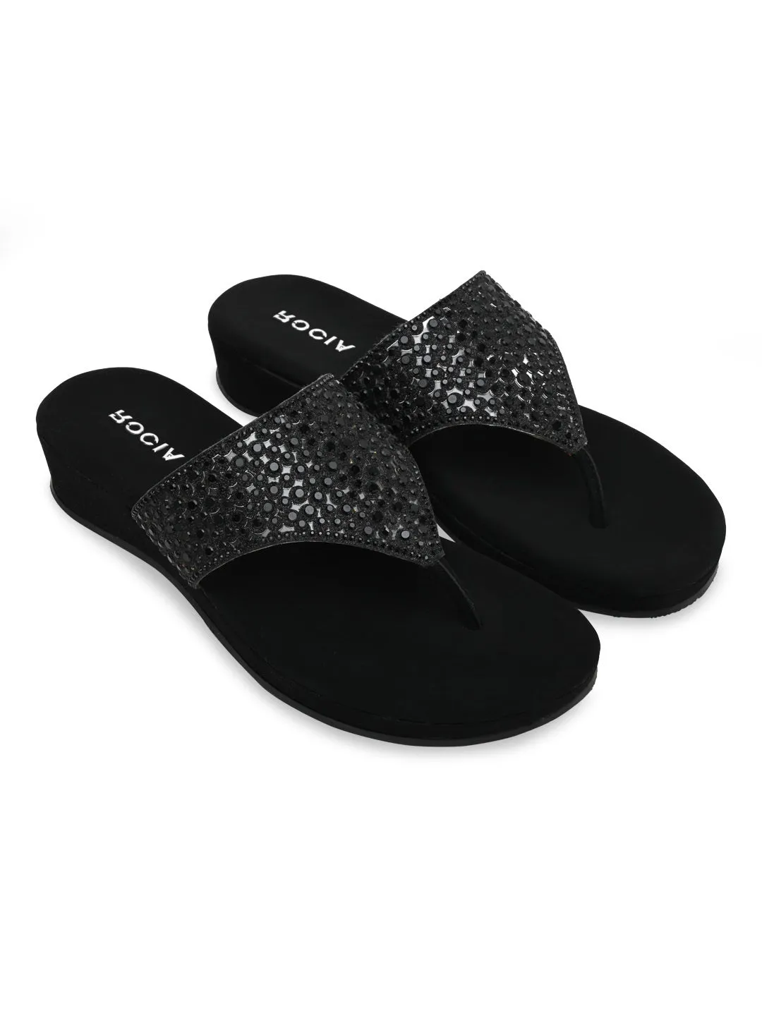 Rocia By Regal Black Women Diamond Mesh Flats