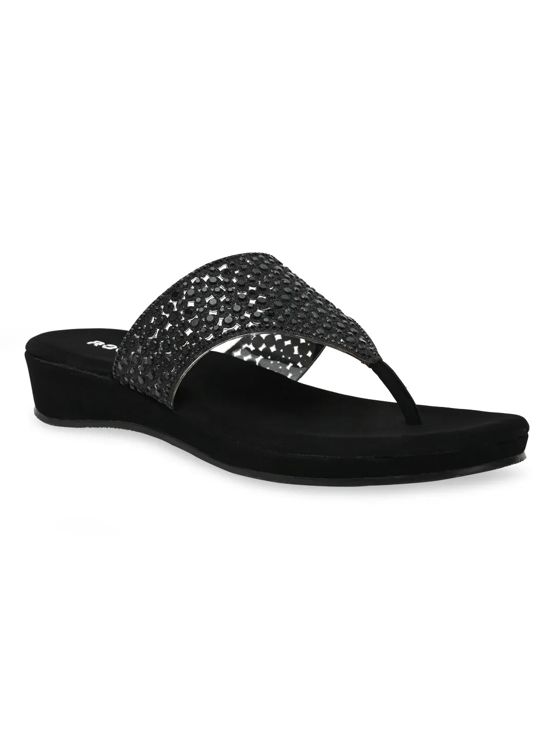 Rocia By Regal Black Women Diamond Mesh Flats